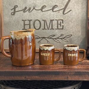 Vintage Set Van Briggle Drip Glaze Pitcher & Personalized drip glaze Mug set